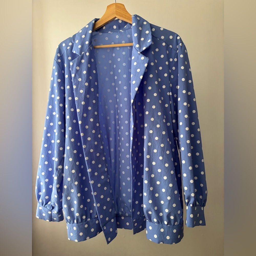 Vintage Blue Polka Dot Lightweight Jacket